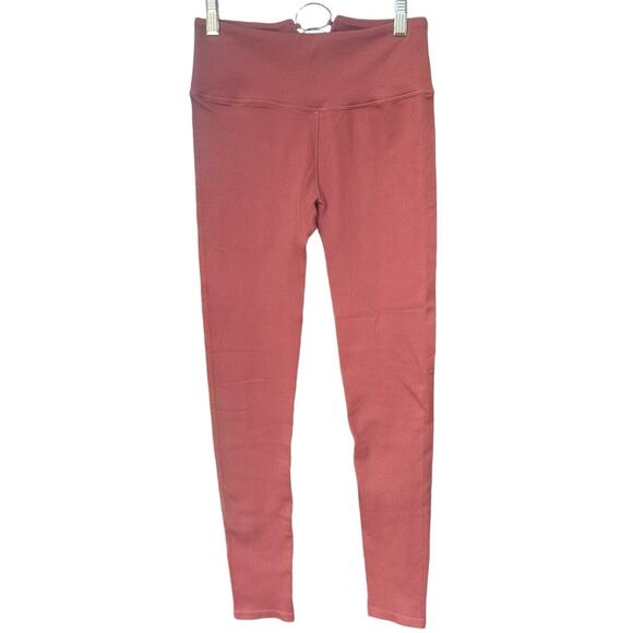 Y2K Ribbed Ankle Crop Leggings Pull On Stretch Workout Pants Athleisure S - Picture 1 of 5